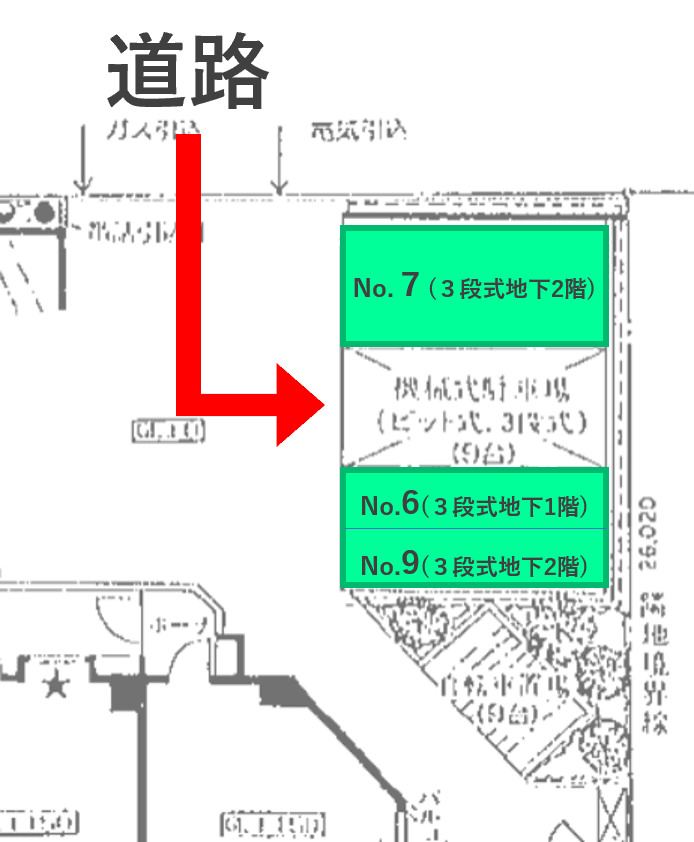 千鳥１丁目駐車場の駐車配置図