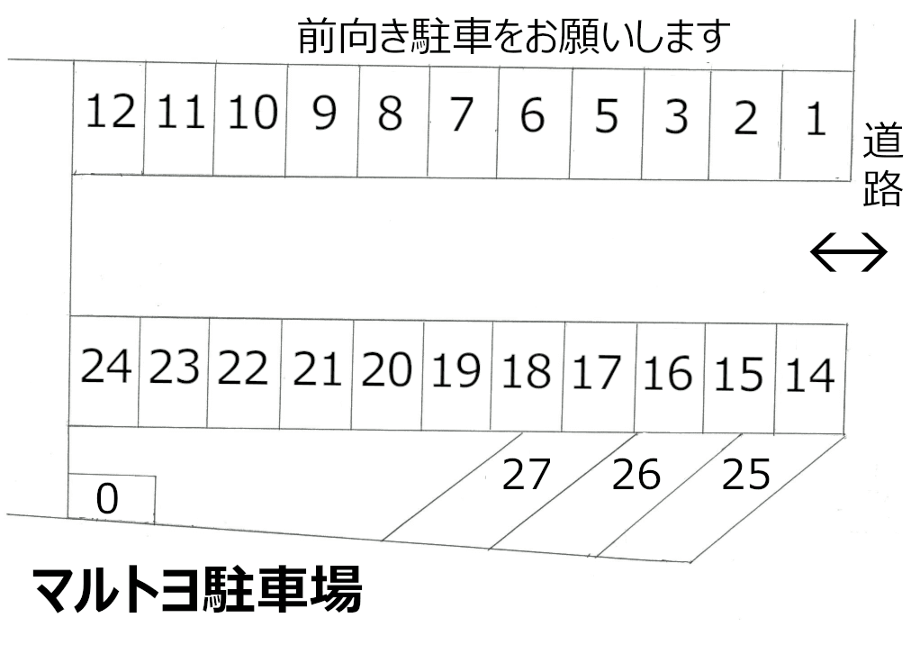 マルトヨ駐車場の駐車配置図