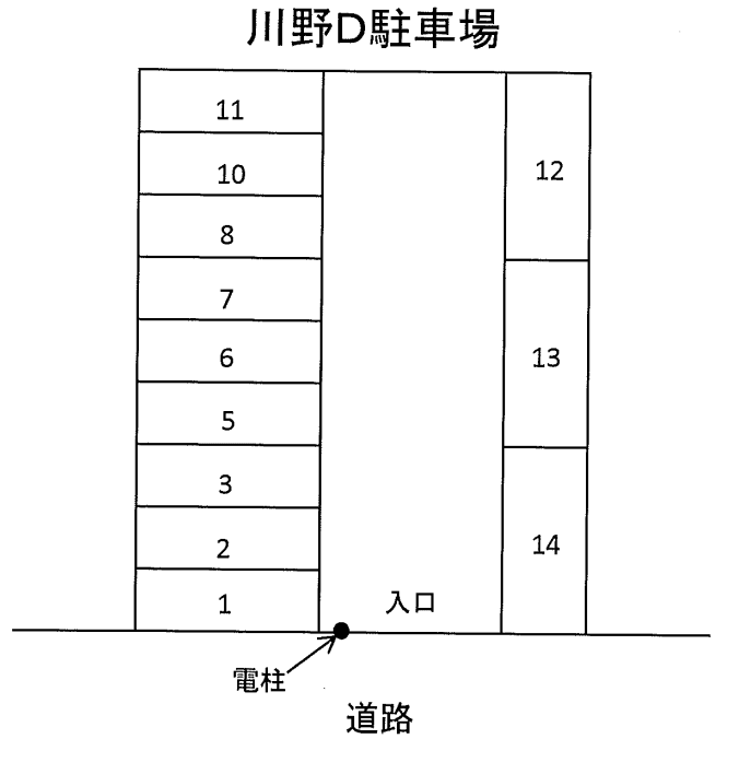 川野Ｄ駐車場の駐車配置図