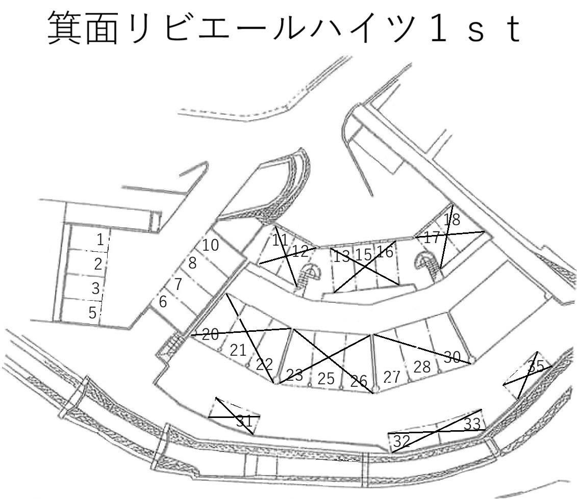 箕面リビエールハイツ１ｓｔの駐車配置図