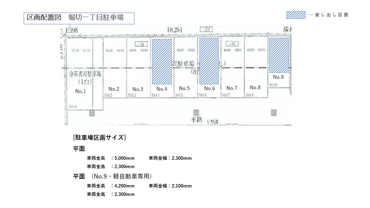 堀切一丁目駐車場の駐車配置図
