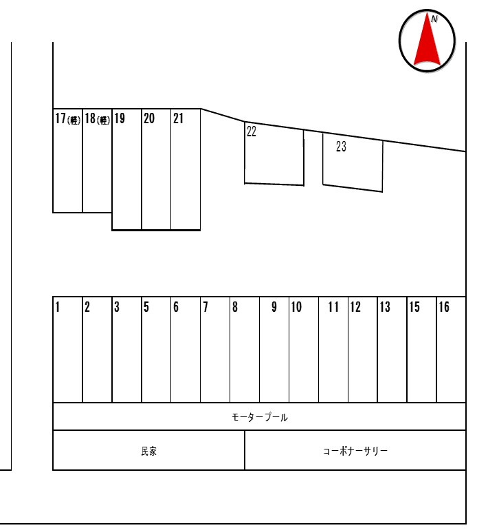 タテベモータープール2号の駐車配置図