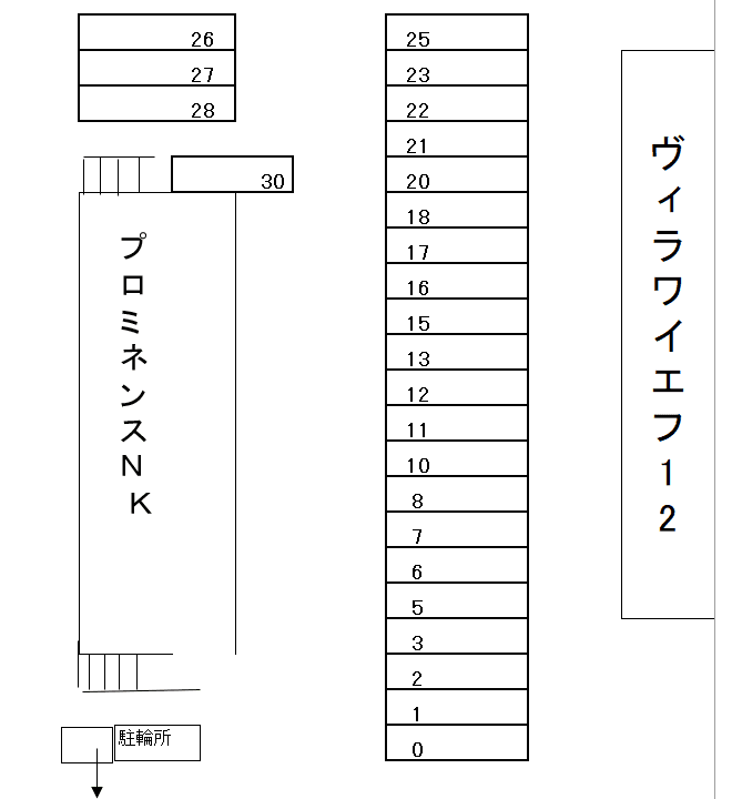 【外部貸し】プロミネンスＮＫの駐車配置図