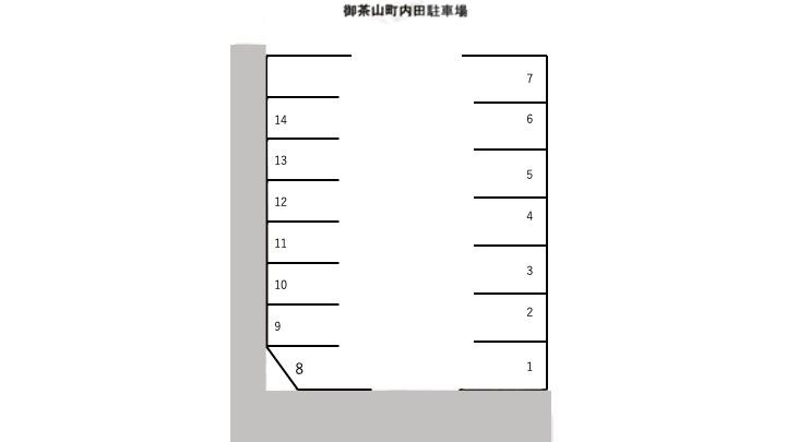 御茶山町内田駐車場の駐車配置図