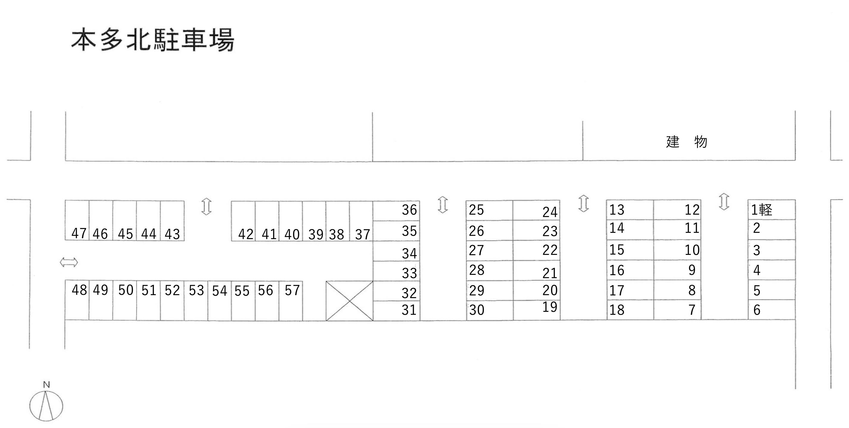 本多北駐車場の駐車配置図