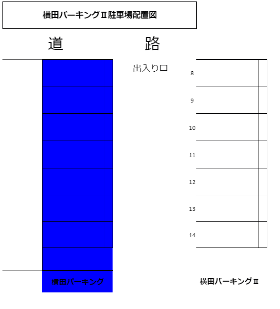 横田パーキングⅡの駐車配置図