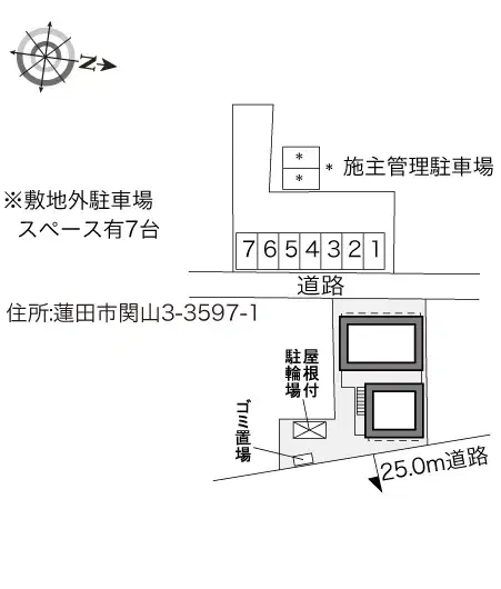 サティセフォンツ(33377)　敷地外駐車場の駐車配置図