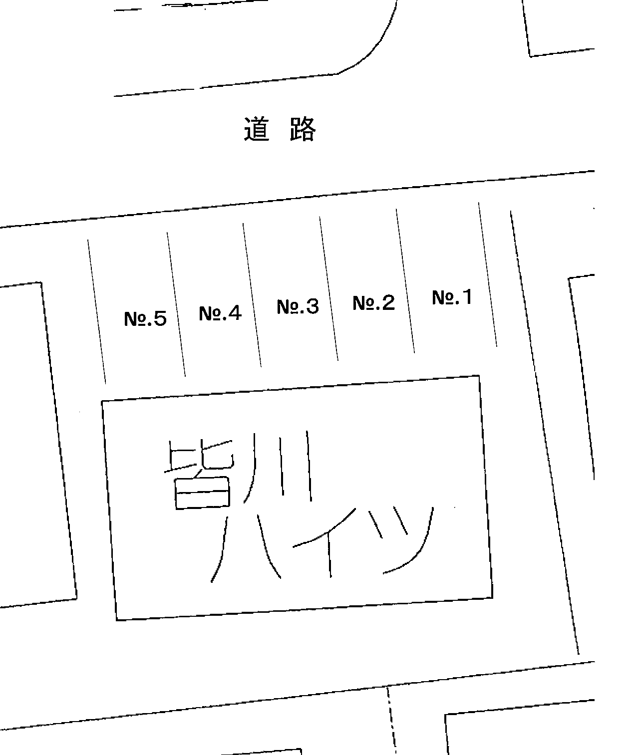 皆川ハイツ駐車場の駐車配置図