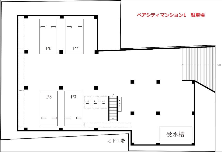 ペアシティマンション1の駐車配置図