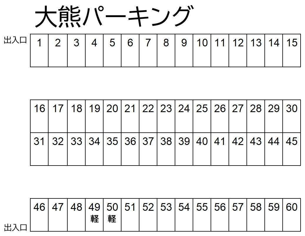 大熊パーキングの駐車配置図