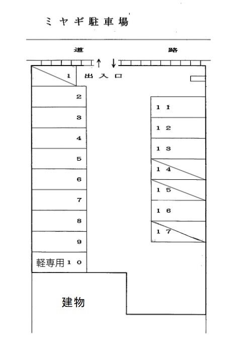 ミヤギ駐車場の駐車配置図