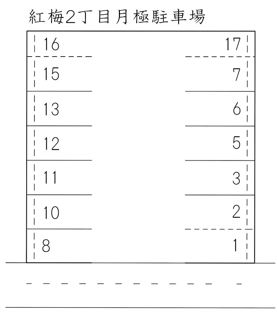 紅梅２丁目月極駐車場の駐車配置図