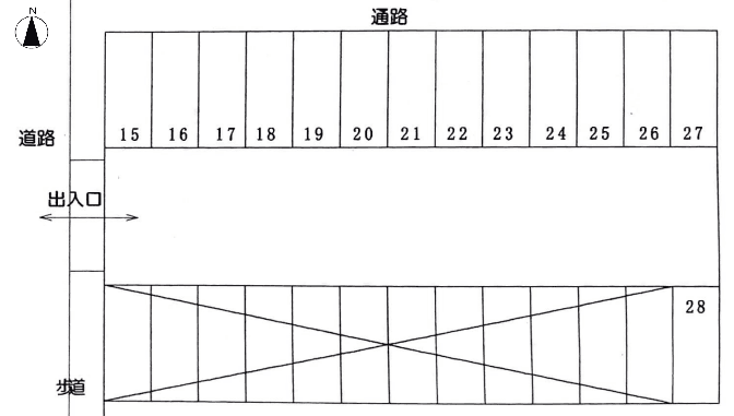 中茎第1駐車場の駐車配置図