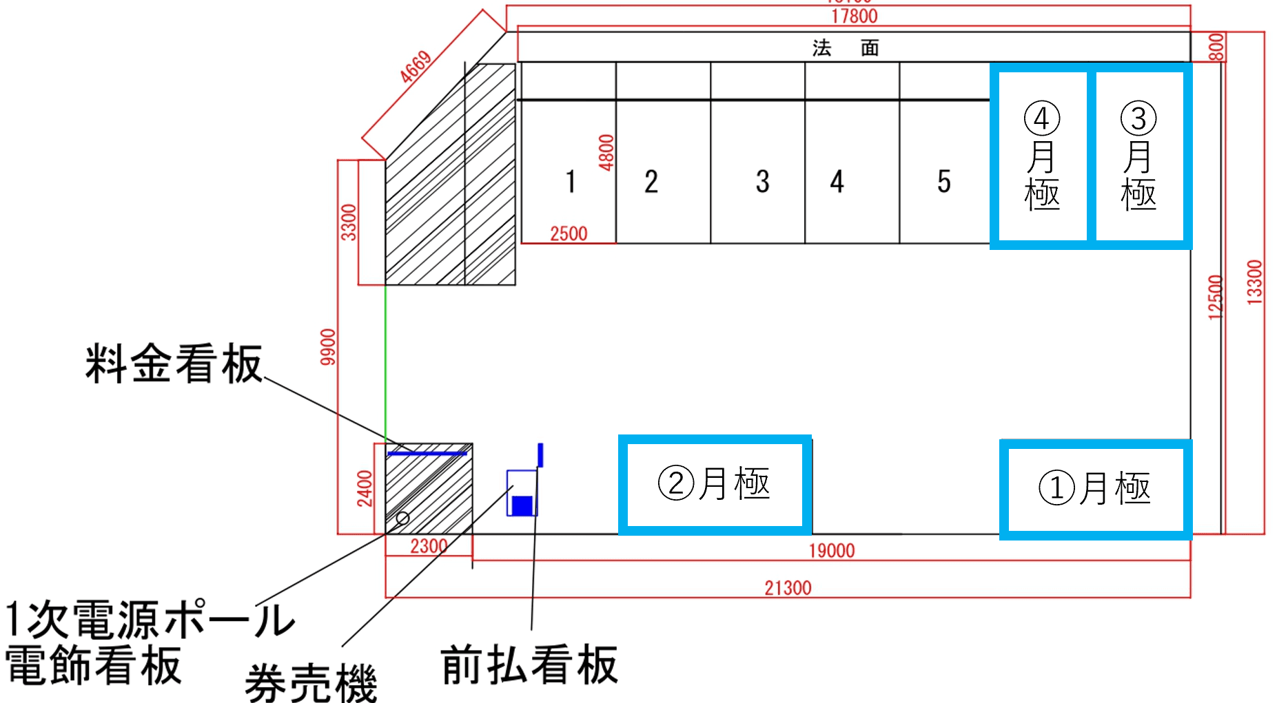 四郷駅前第１の駐車配置図