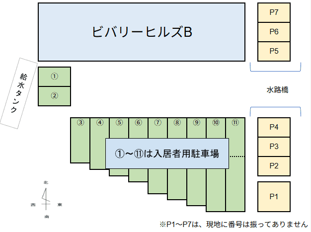ビバリーヒルズB敷地外駐車場の駐車配置図