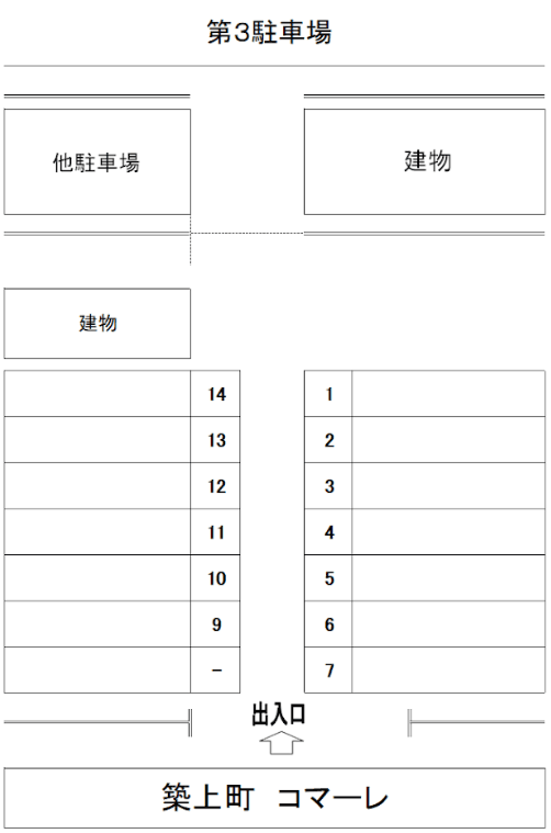 第3駐車場の駐車配置図