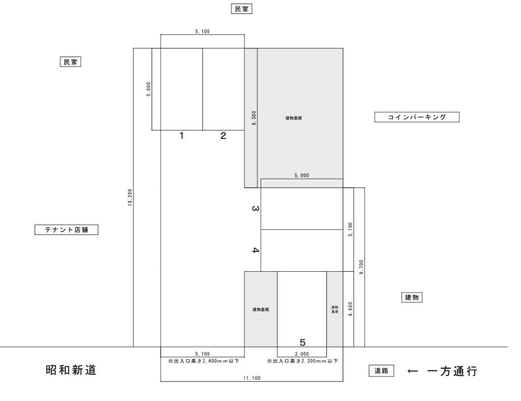 パーキングスペース東堀通5番町月極駐車場の駐車配置図