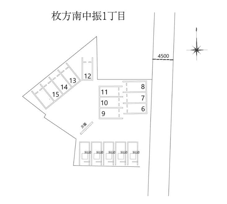 枚方南中振１丁目の駐車配置図