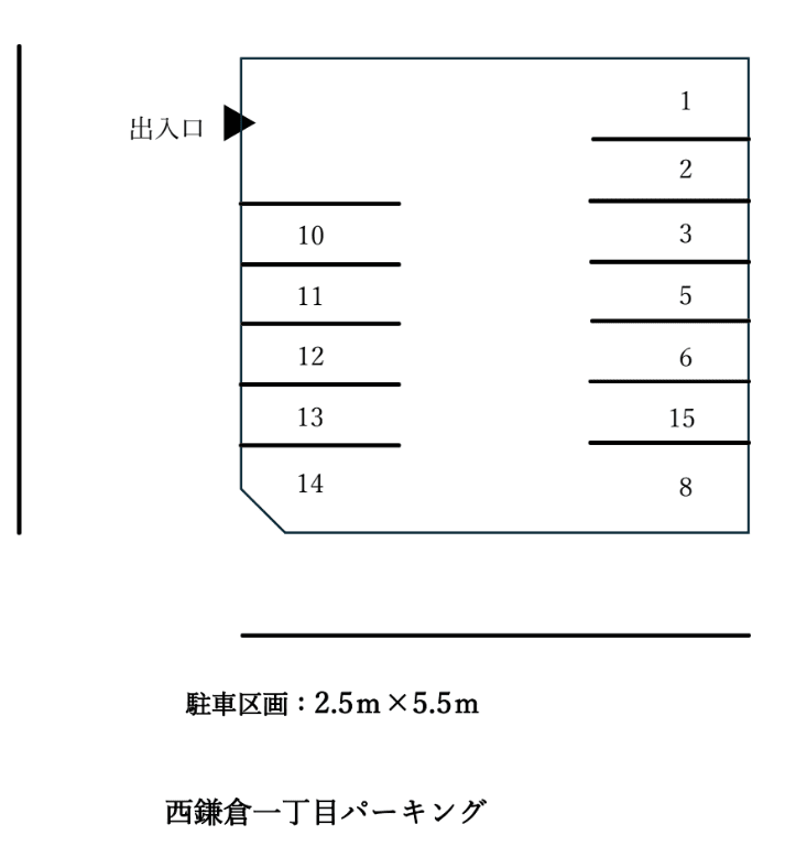 西鎌倉一丁目パーキングの駐車配置図