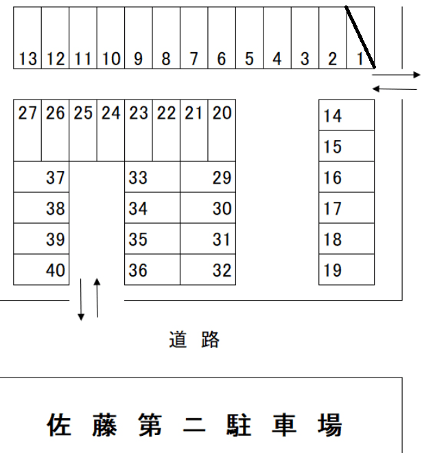 佐藤第二駐車場の駐車配置図