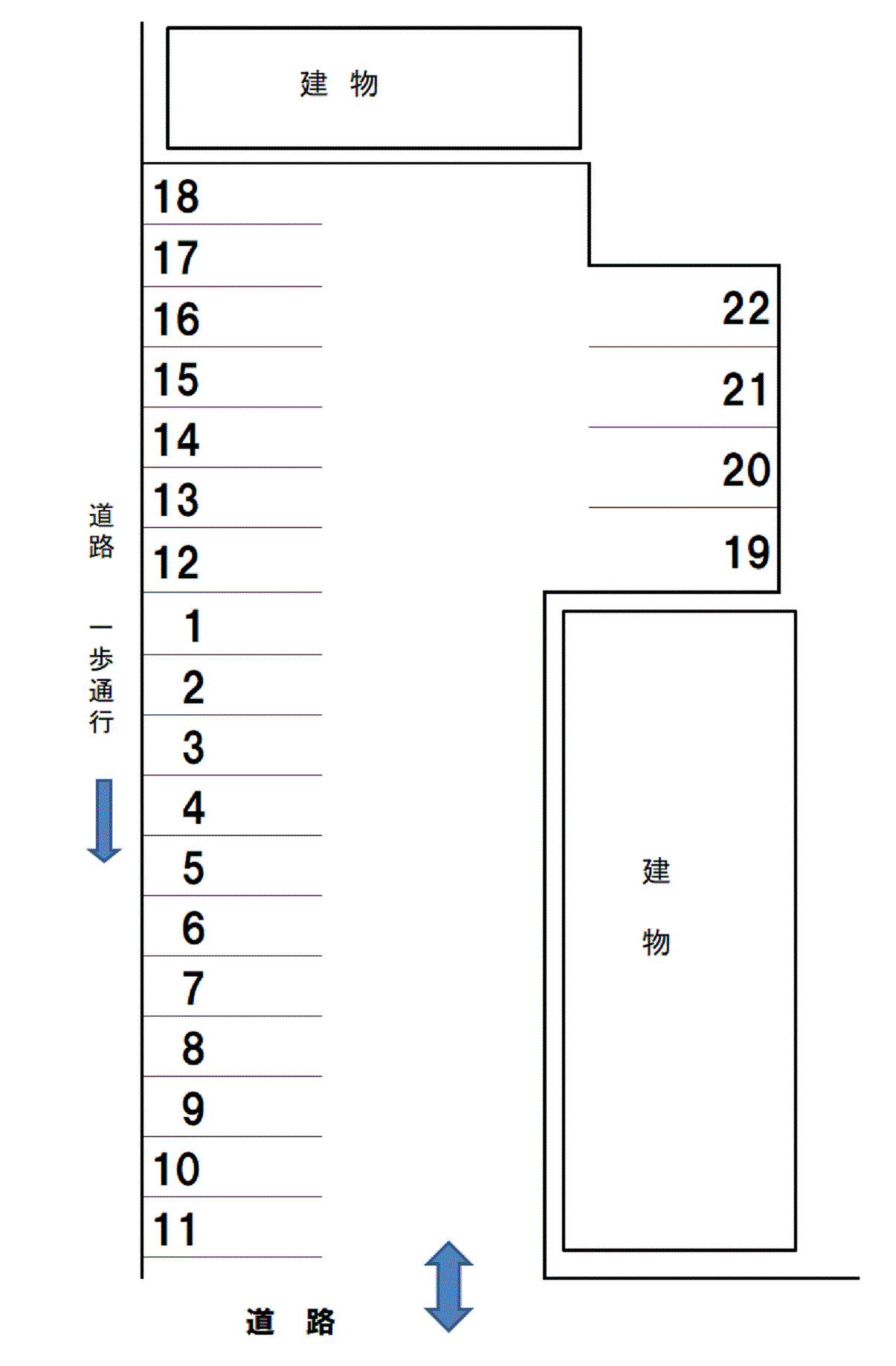 久野月極駐車場の駐車配置図