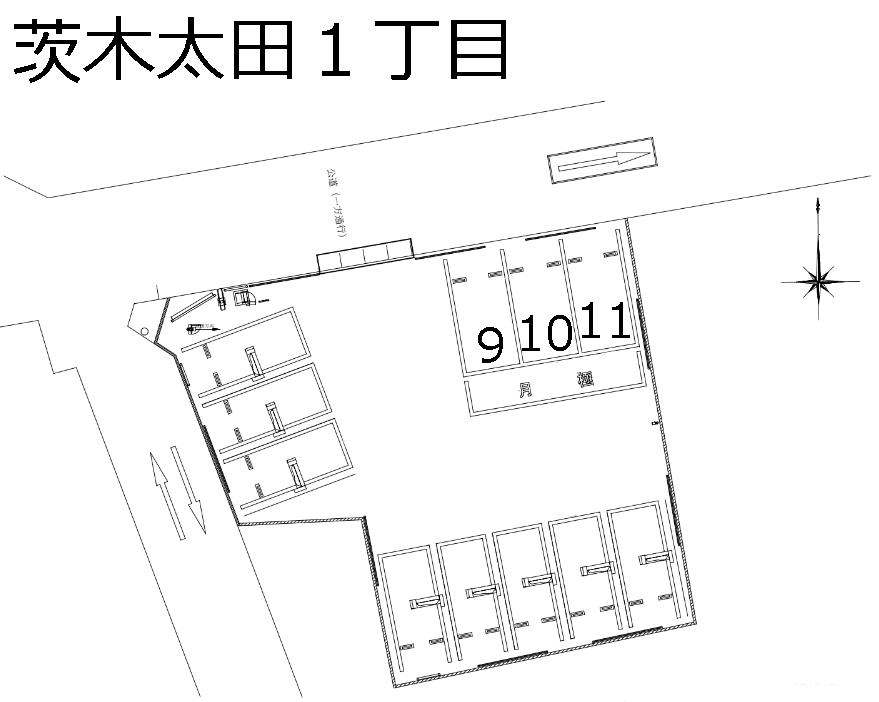 茨木太田１丁目の駐車配置図