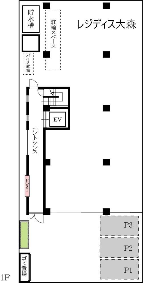 レジディス大森の駐車配置図