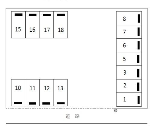 （有）伊藤商事部第一駐車場の駐車配置図