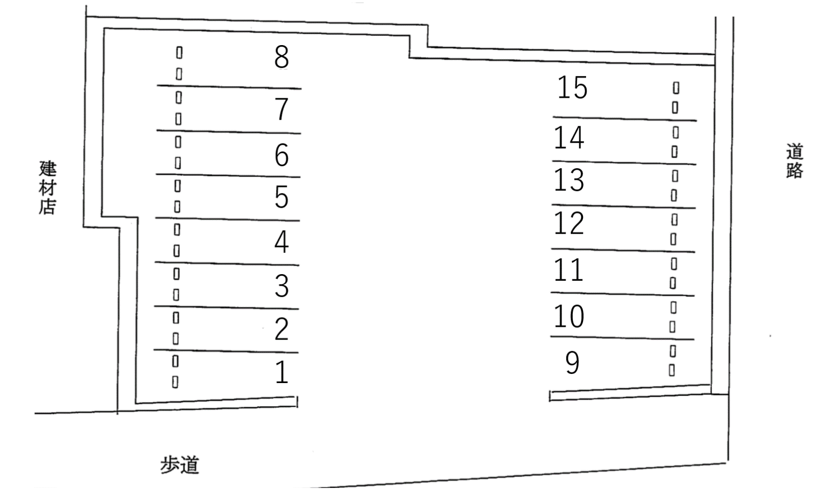 シロコーパーキング中央の駐車配置図