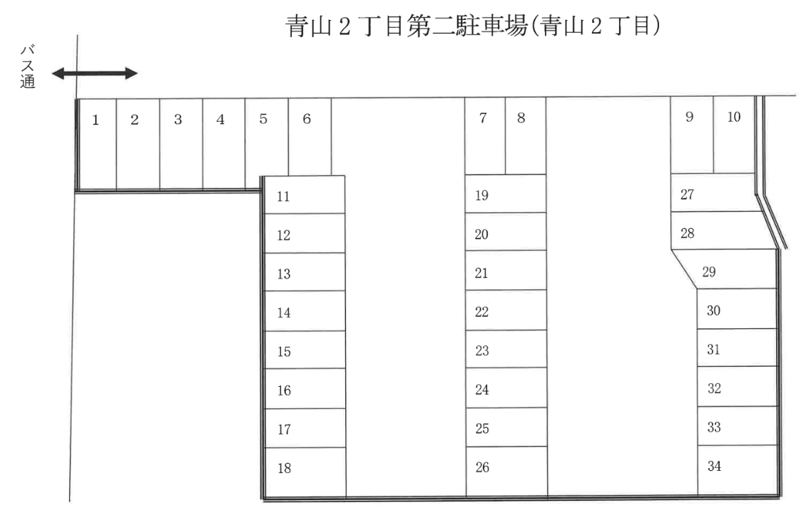 青山2丁目第2駐車場の駐車配置図