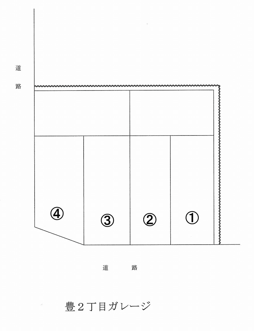 豊ガレージの駐車配置図