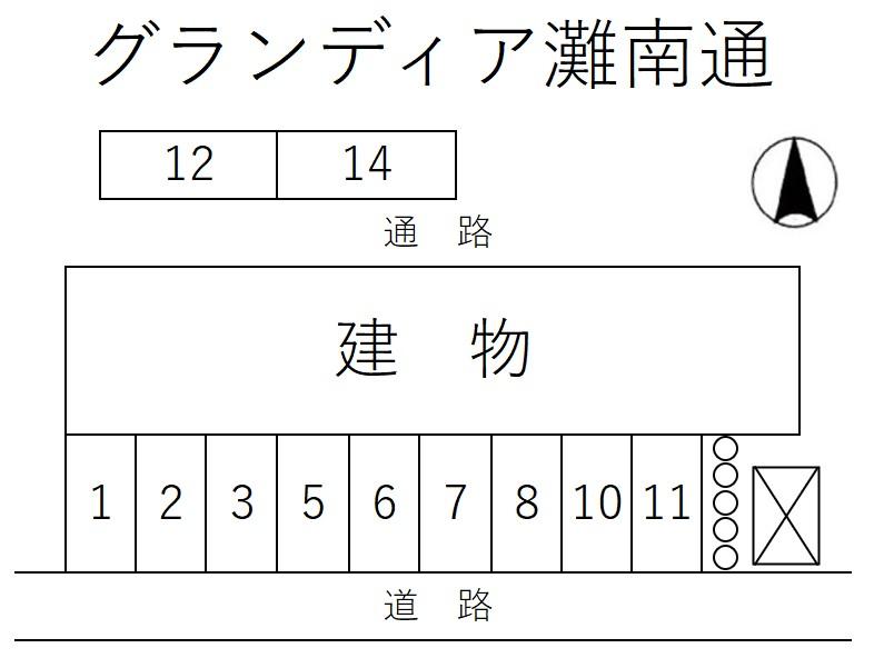 グランディア灘南通の駐車配置図