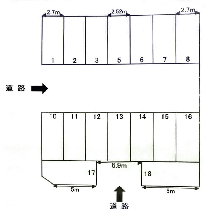 第2太平駐車場の駐車配置図