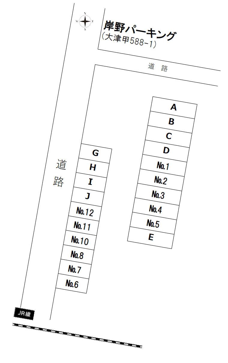 岸野パーキングの駐車配置図