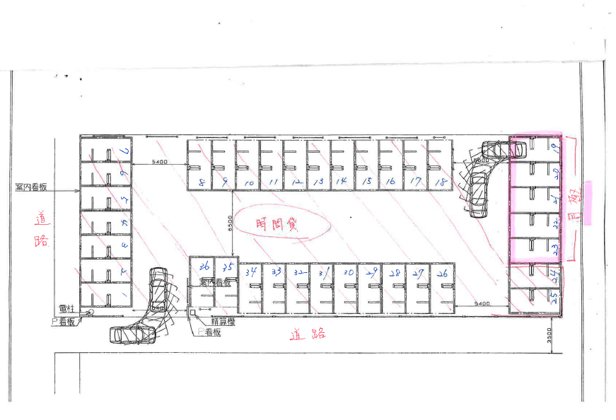 パーク８６新江ノ島水族館前の駐車配置図