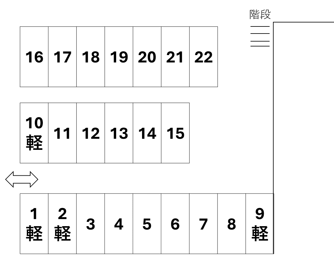 並木3丁目舗装駐車場の駐車配置図