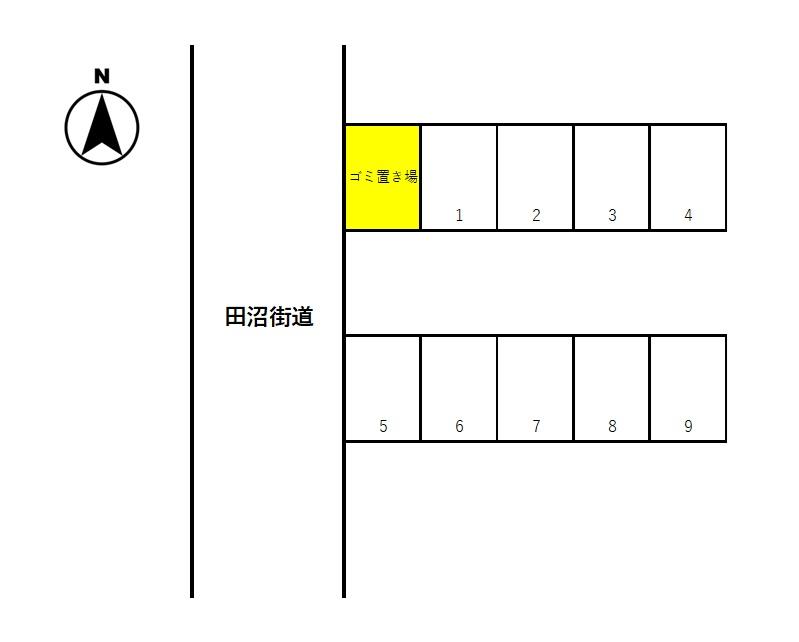 田沼4丁目田代様駐車場の駐車配置図