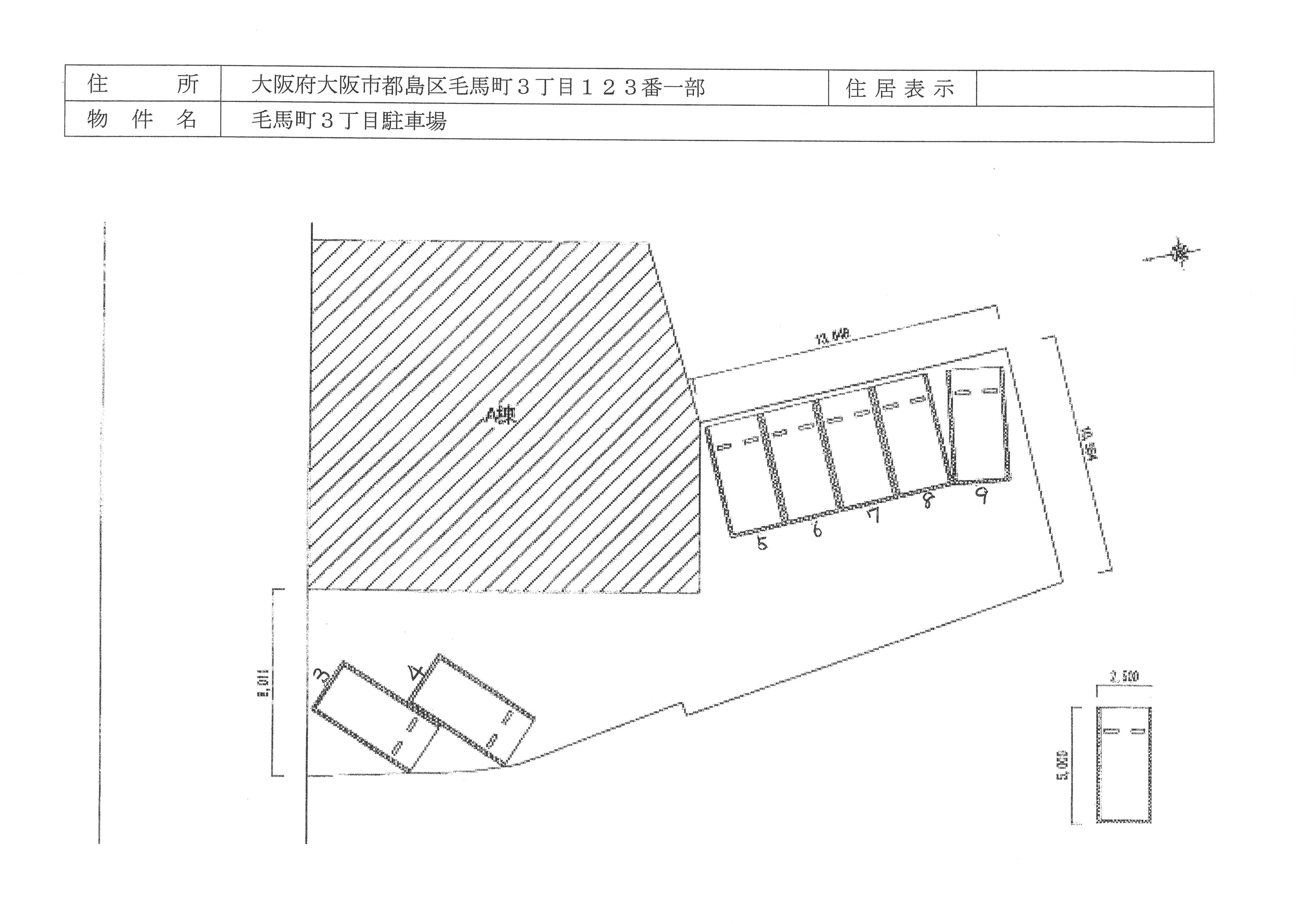 毛馬町3丁目駐車場の駐車配置図