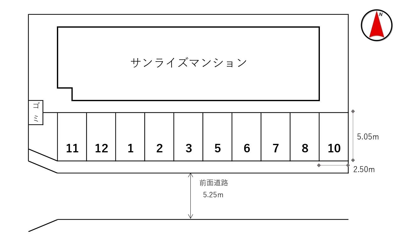 サンライズマンションモータープールの駐車配置図