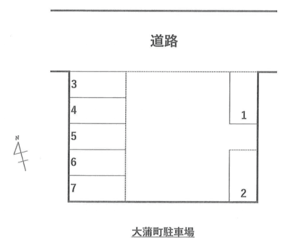 大蒲町駐車場の駐車配置図