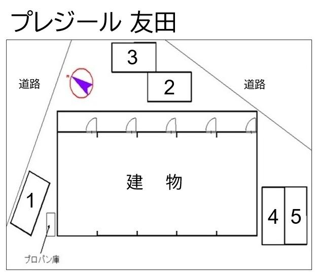 プレジール 友田の駐車配置図