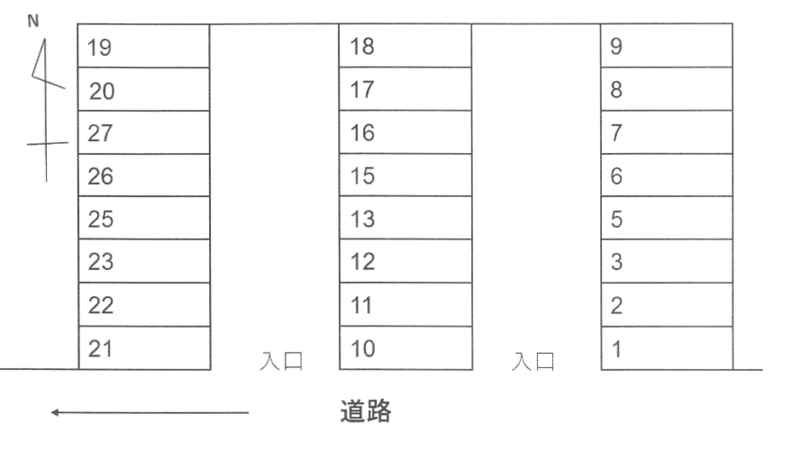東雲町パーキングの駐車配置図