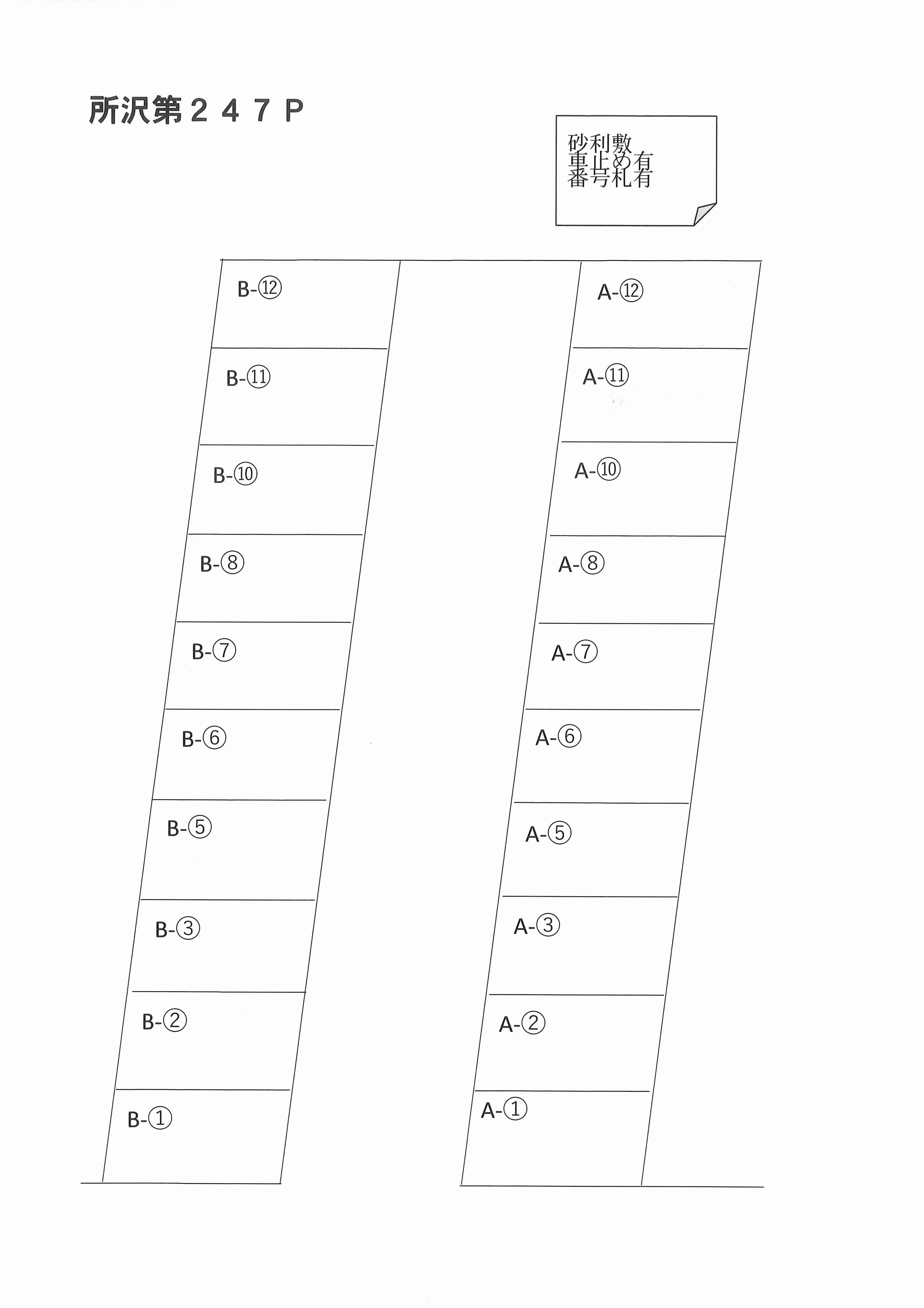 所沢第２４７Pの駐車配置図
