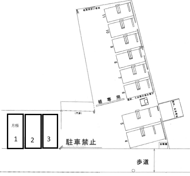 コムパーク万町第２月極駐車場の駐車配置図