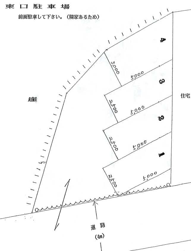 東口駐車場の駐車配置図