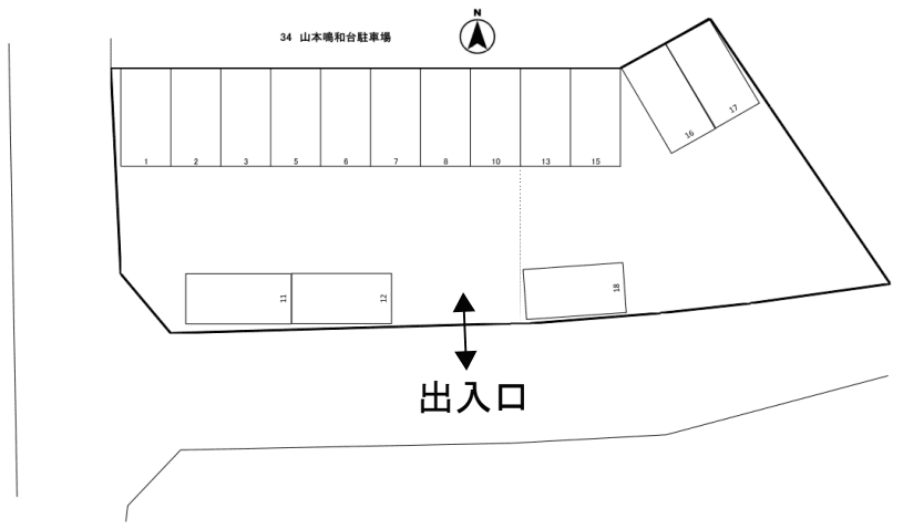 山本鳴和台駐車場の駐車配置図