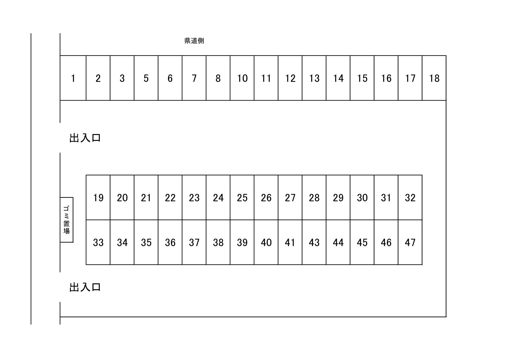 向小金4280551駐車場の駐車配置図