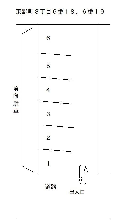 東野町３丁目６番１８、６番１９の駐車配置図
