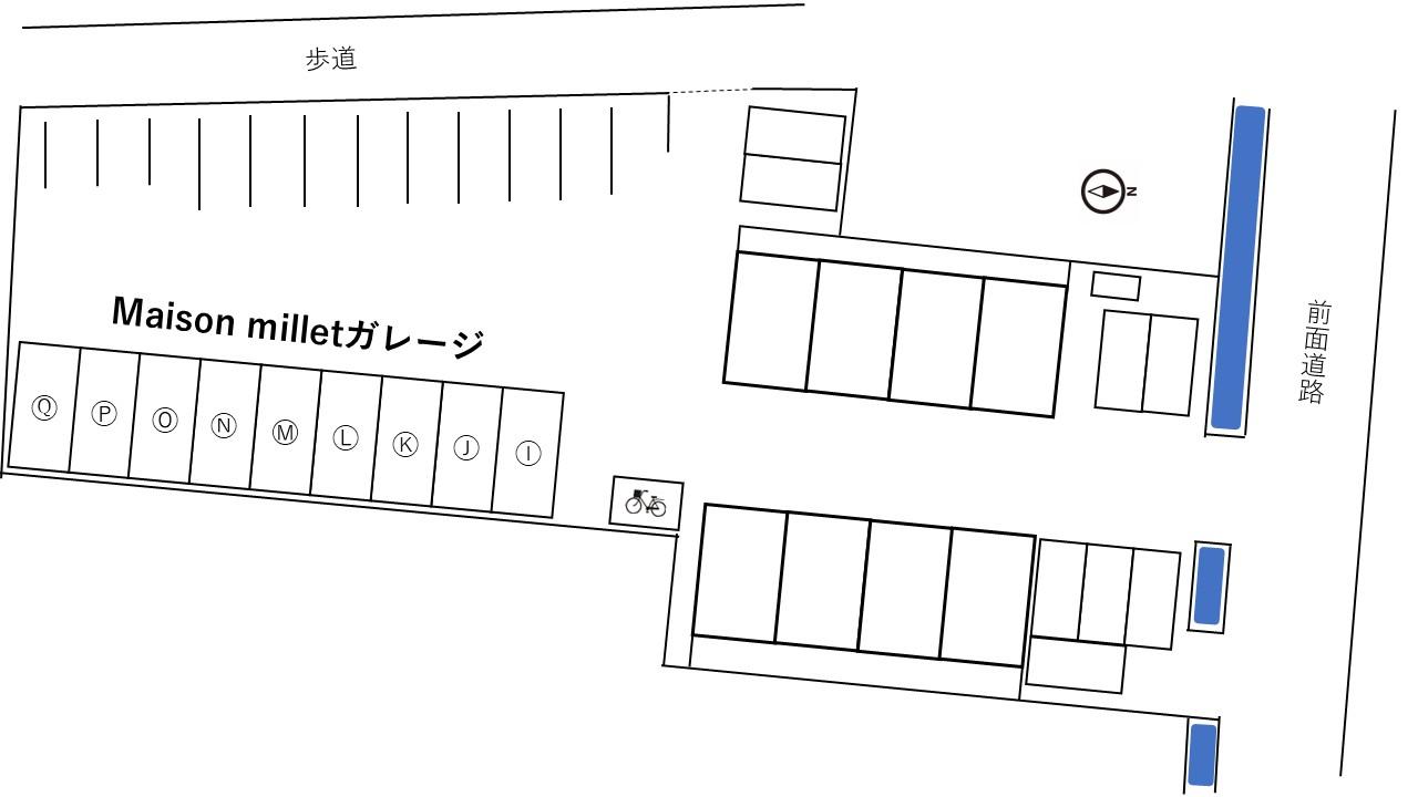 Maison milletガレージの駐車配置図
