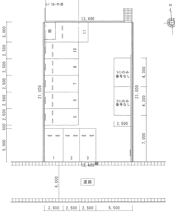 竜美東3丁目駐車場の駐車配置図